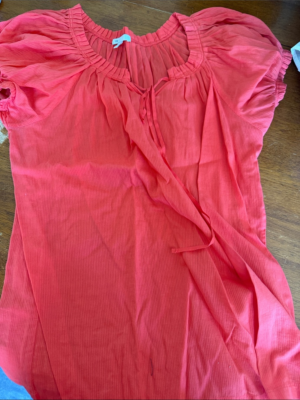 GAP Coral Tie-Neck Peasant Blouse